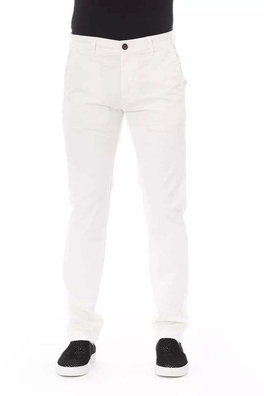 White Cotton Men Chino Pant