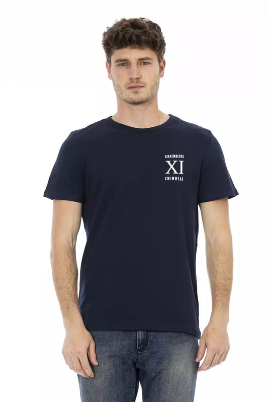 Blue Cotton Men T-Shirt