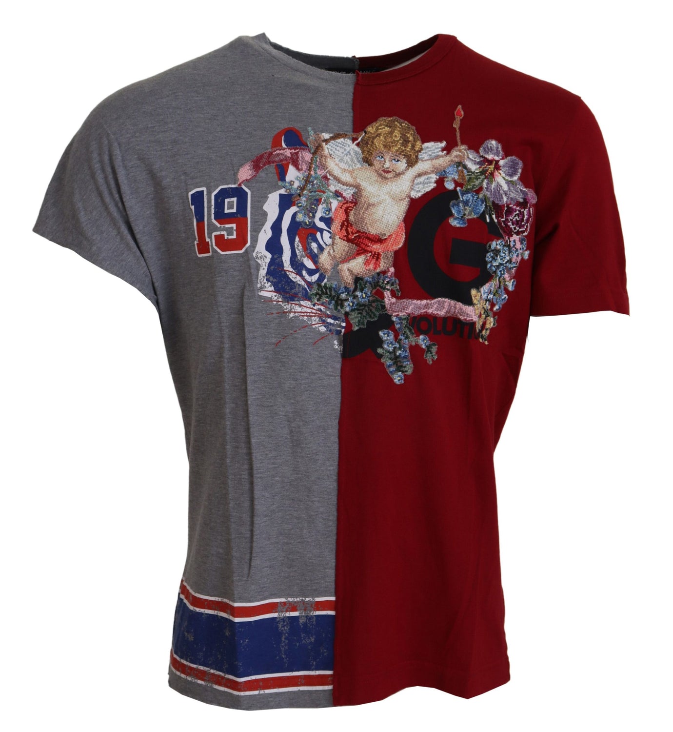 Red Gray Two Model DG Angel Crewneck  T-shirt