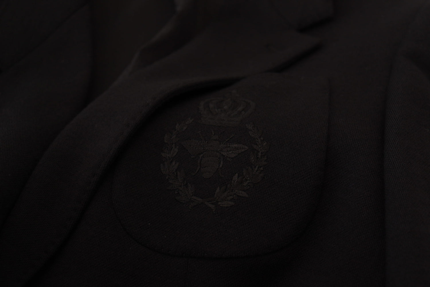 Black Wool Crown Slim Fit Jacket Blazer