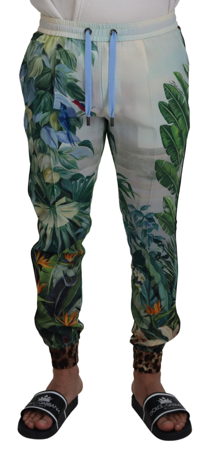 White Floral Printed Men Jogger Pants
