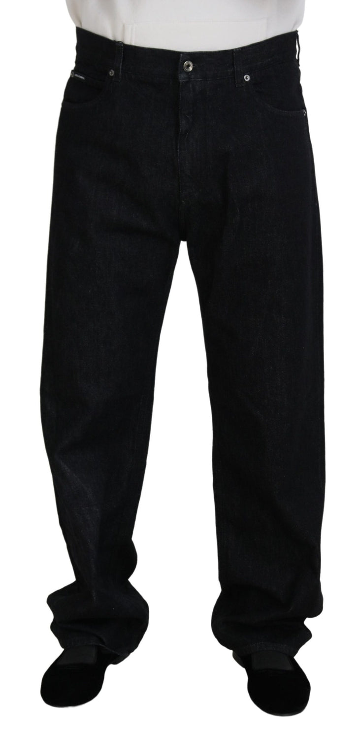 Black Washed Cotton Men Casual Denim Jeans