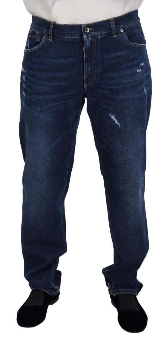 Blue Washed Cotton Casual Denim Jeans