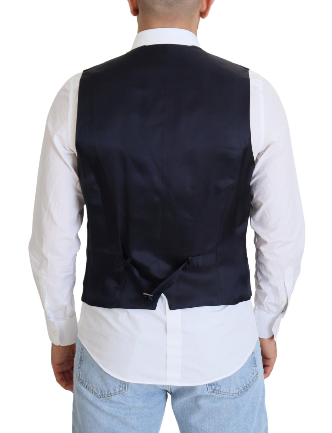 Dark Blue Wool Stretch Waistcoat Formal Vest