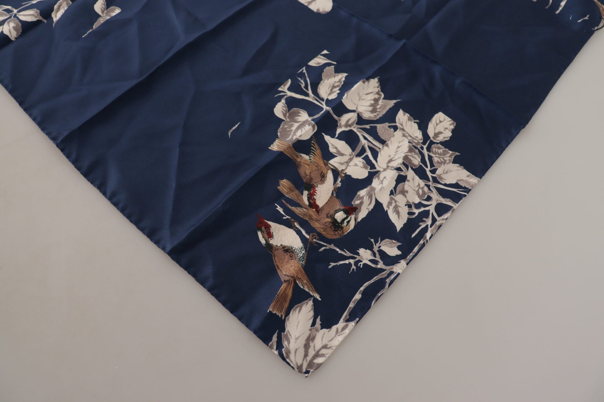 Blue Floral Silk Square Handkerchief Scarf