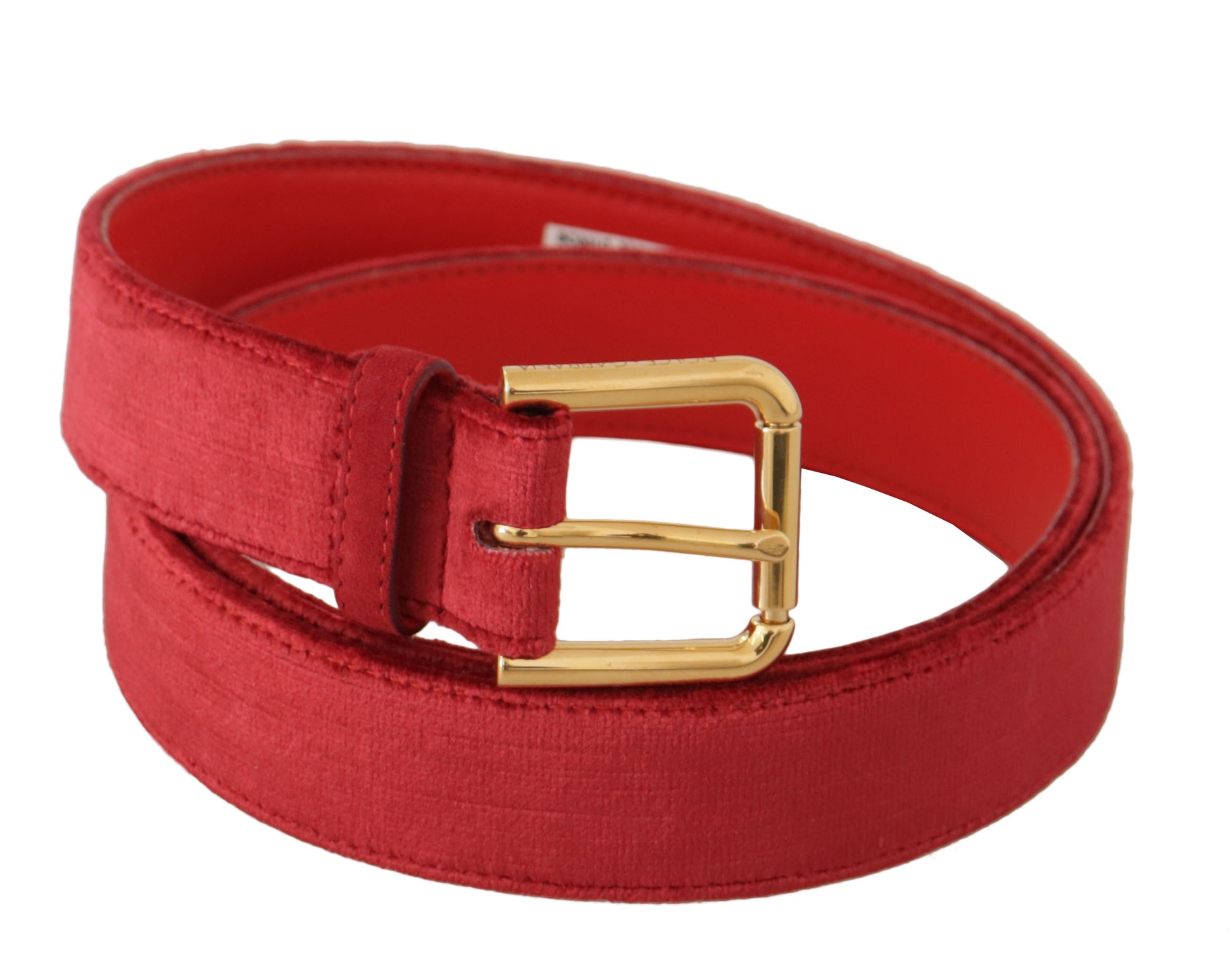 Red Velvet Gold Logo Engraved Metal Buckle Belt