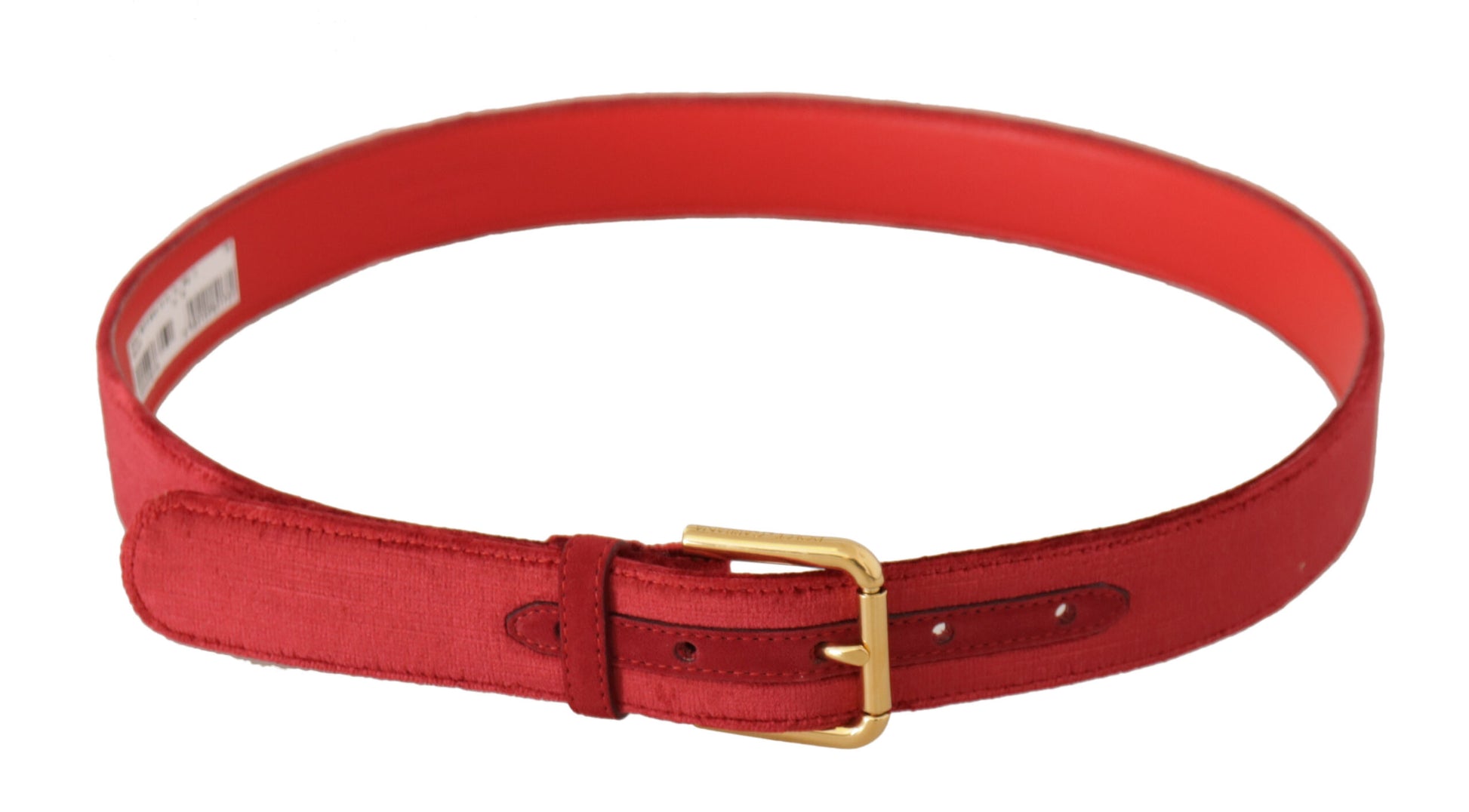 Red Velvet Gold Logo Engraved Metal Buckle Belt