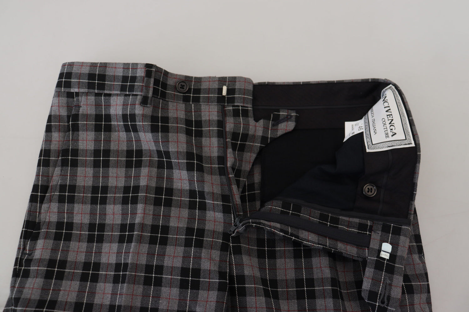 Gray Checkered Slim Fit Men Pants