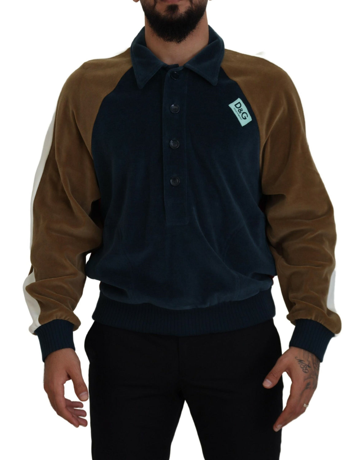 Multicolor Cotton Collared Pullover Sweater
