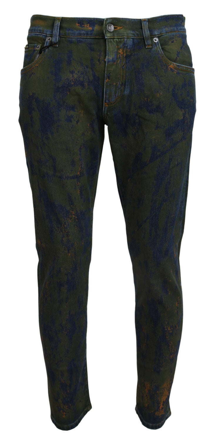 Blue Green Skinny Cotton Denim Jeans
