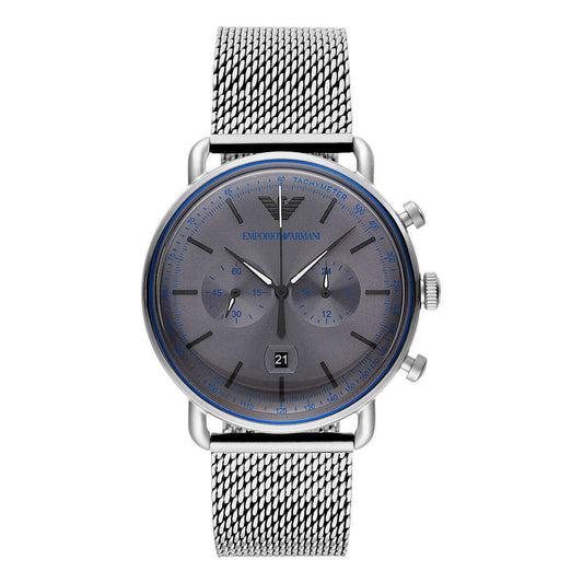 Silver Steel Chronograph Watch