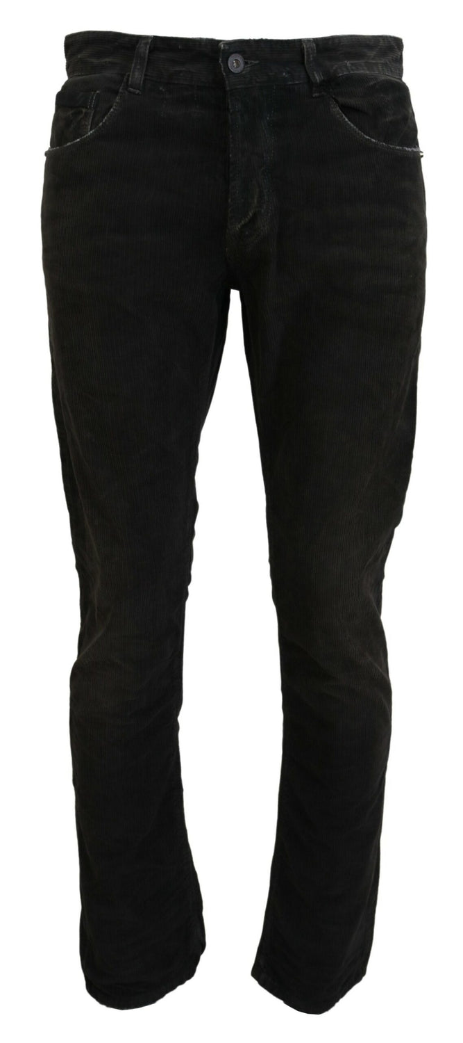 Gray Cotton Corduroy Men Casual Jeans