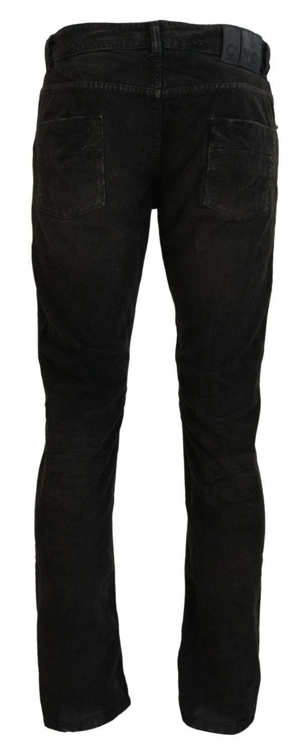 Gray Cotton Corduroy Men Casual Jeans