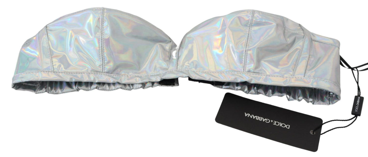 Silver Holographic Effect Bustier Brassiere Top