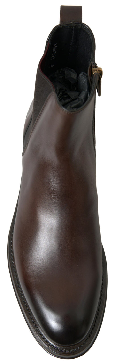 Brown Leather Chelsea Mens Boots Shoes