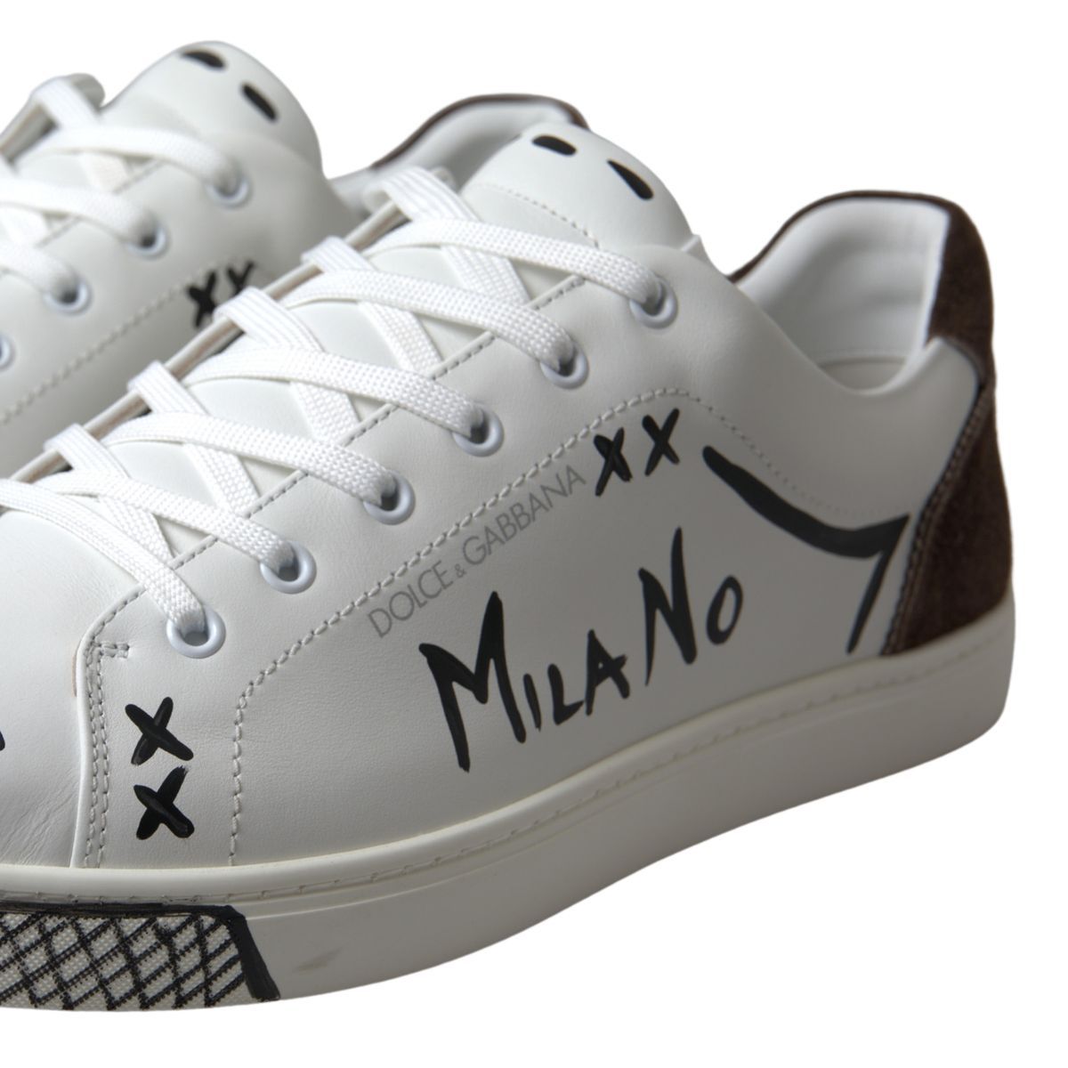 White Leather Brown LOVE Casual Sneakers