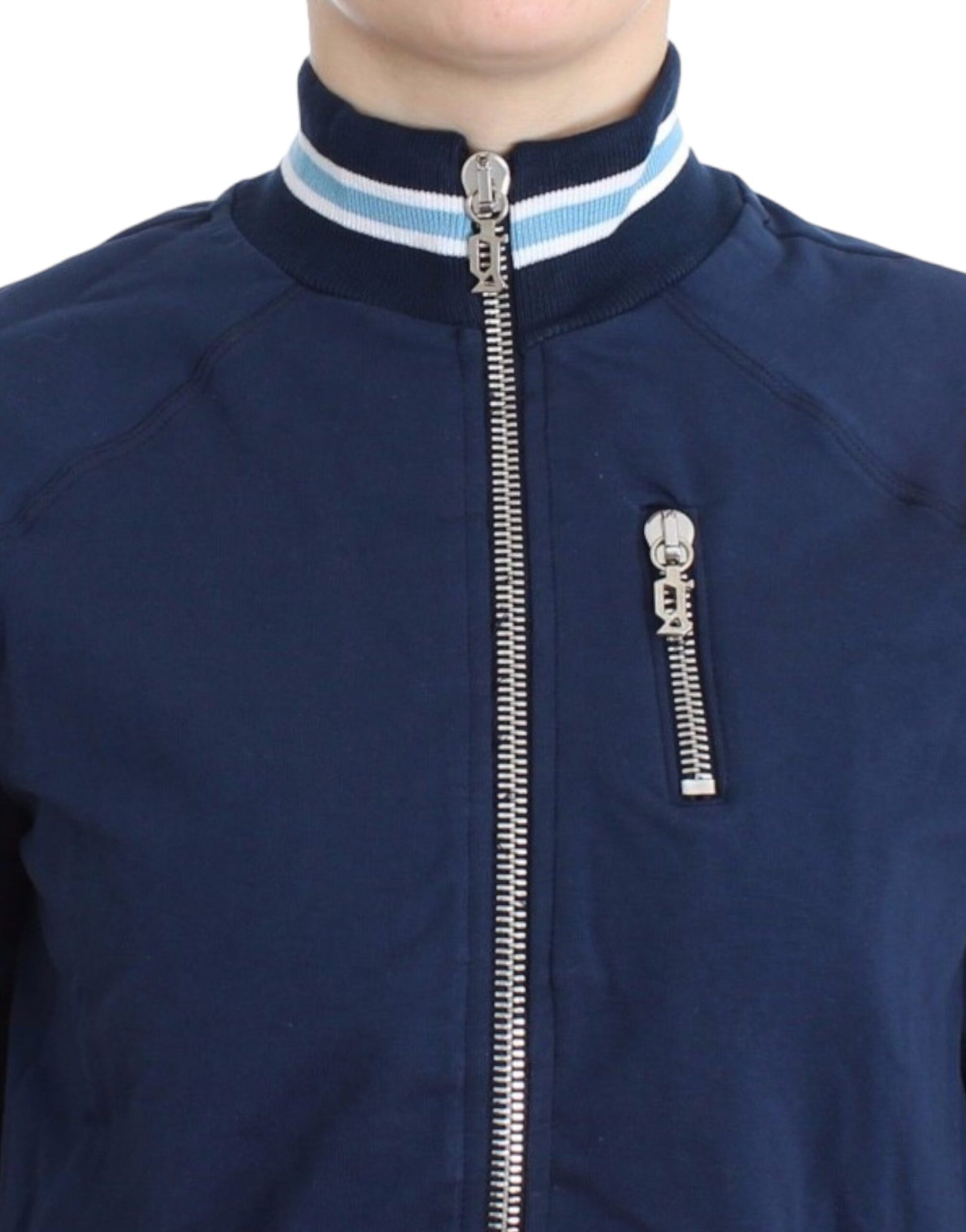Blue zip cotton cardigan