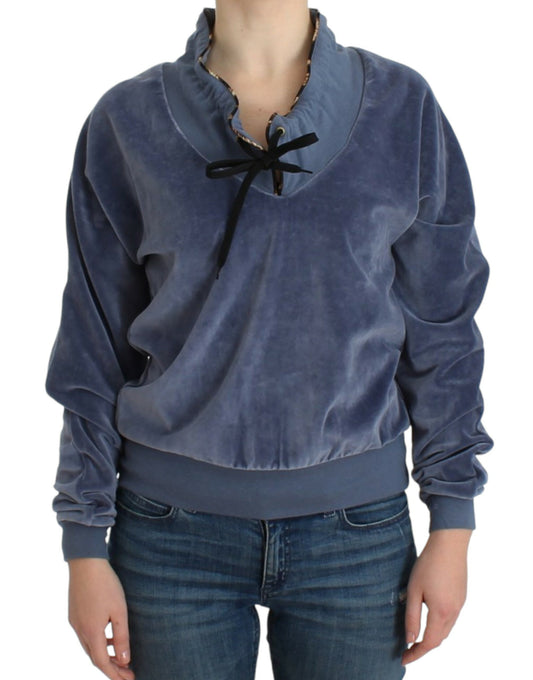 Blue velvet cotton sweater
