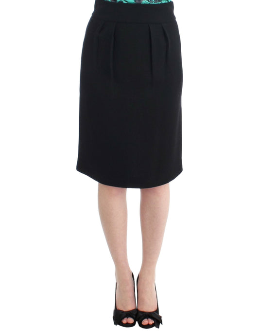Black wool pencil skirt