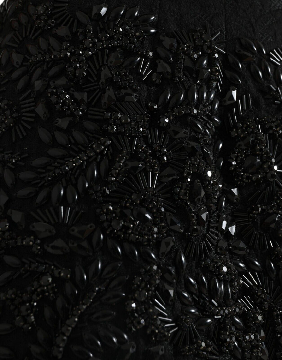 Black Crystal Handmade Knee Pencil Skirt