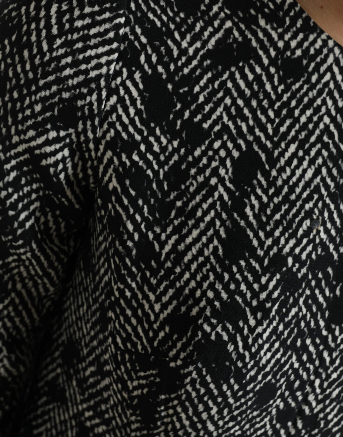 Black Chevron Polyester Shift Mini Dress