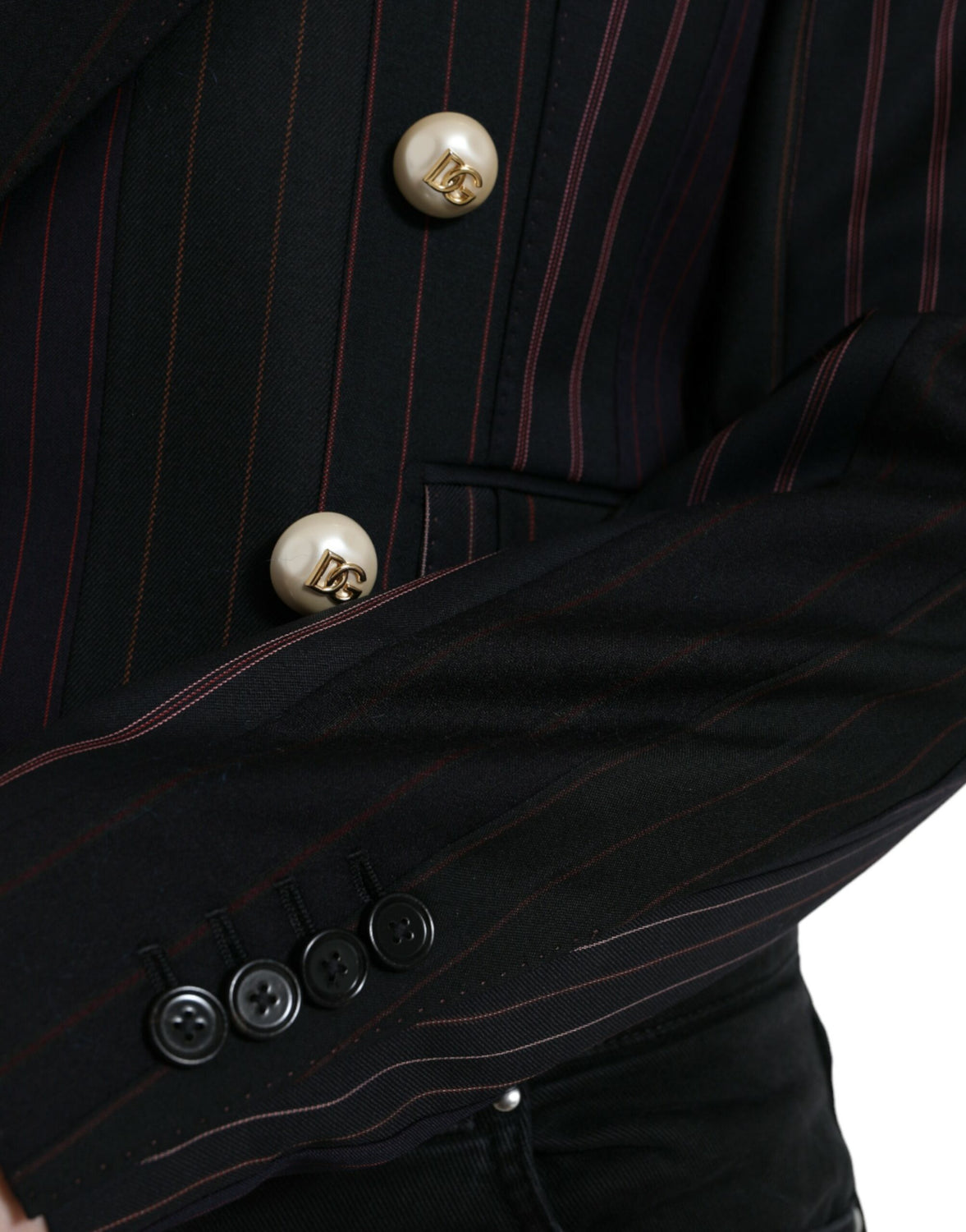 Black Striped SICILIA Double Breasted Jacket