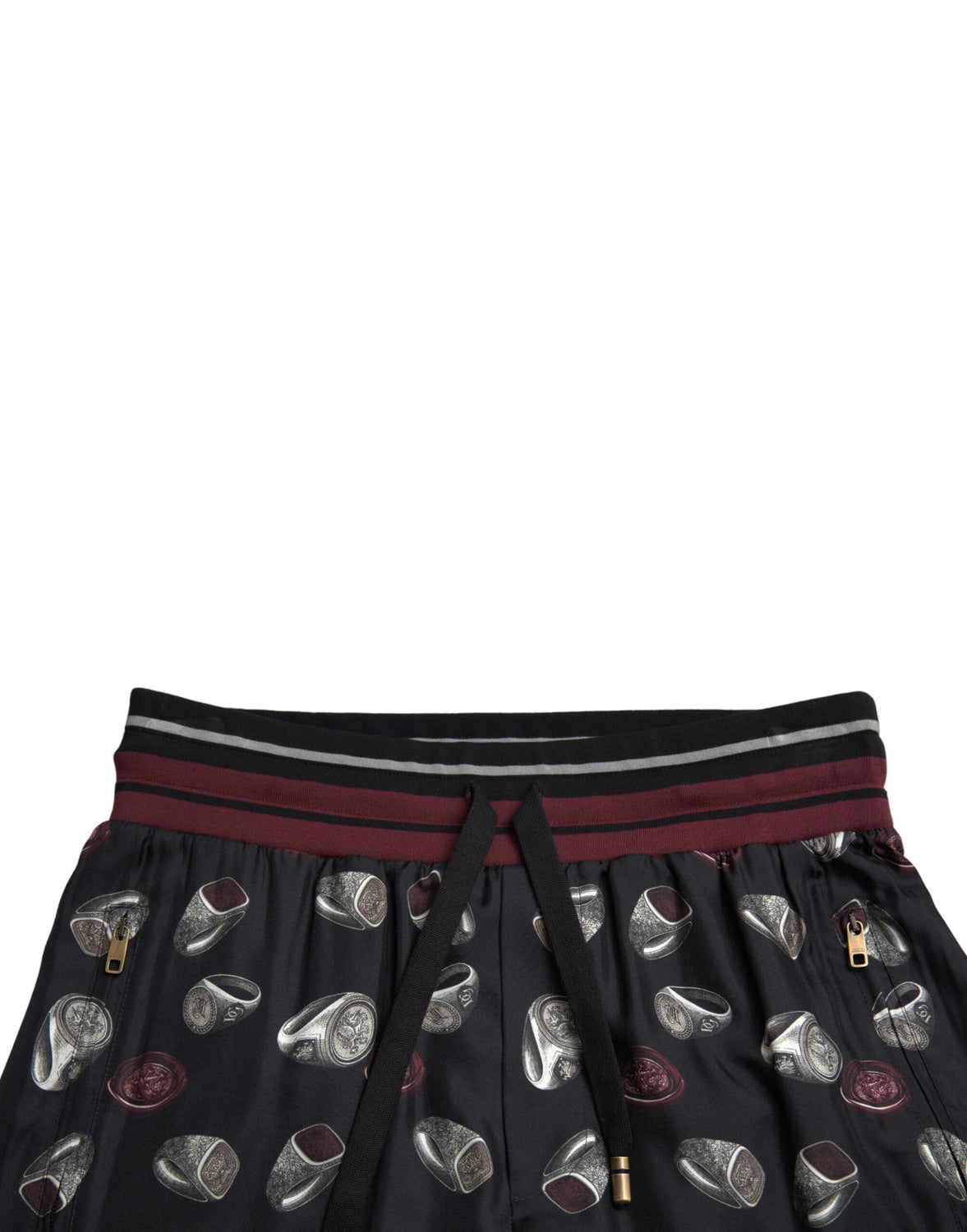 Black Ring Silk Jogging Trousers Pants