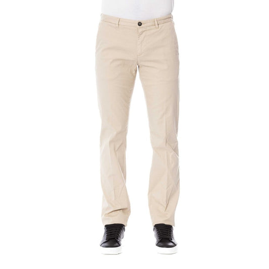 Beige Cotton Men Pants