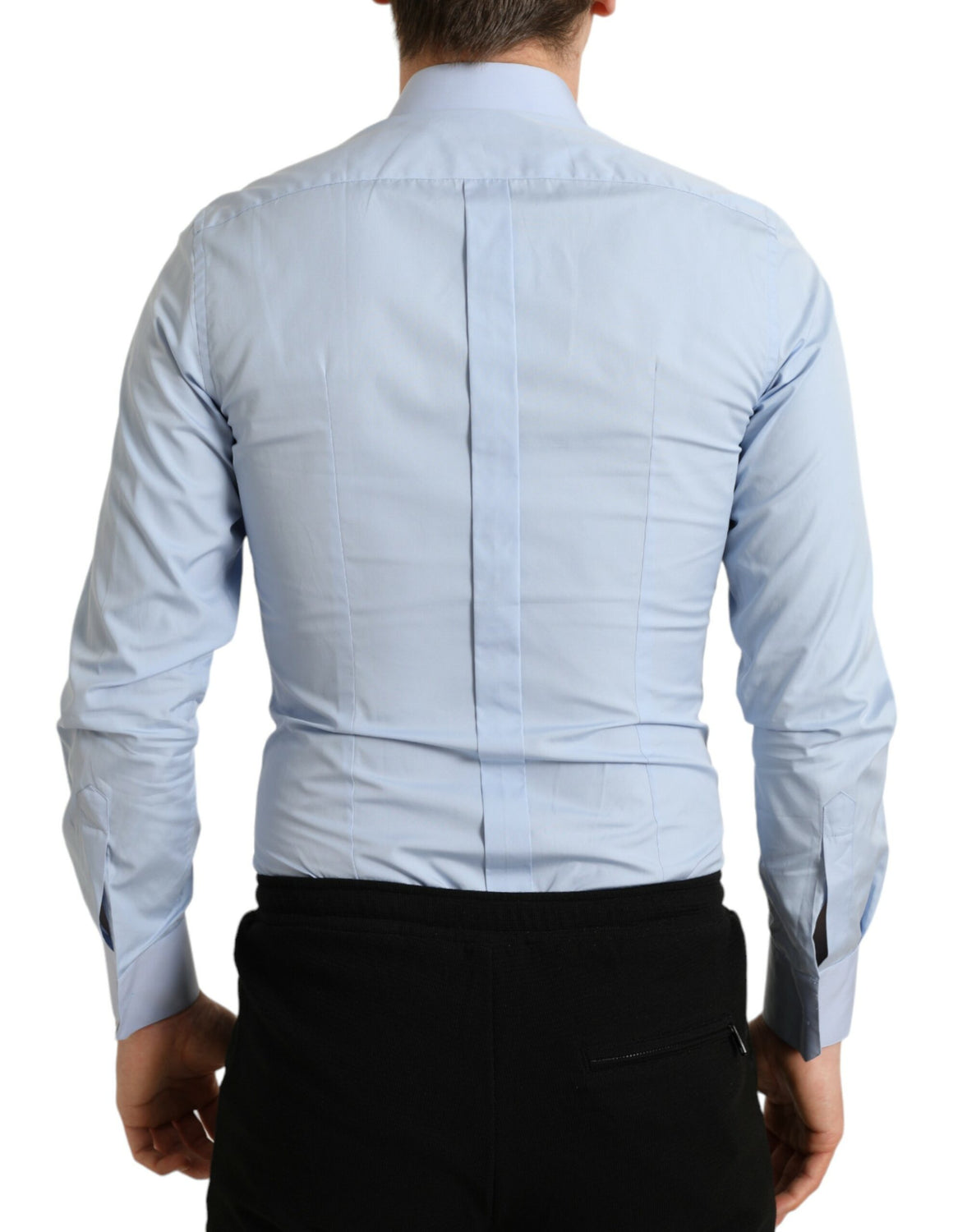 Sky Blue Cotton Men Formal GOLD Dress Shirt
