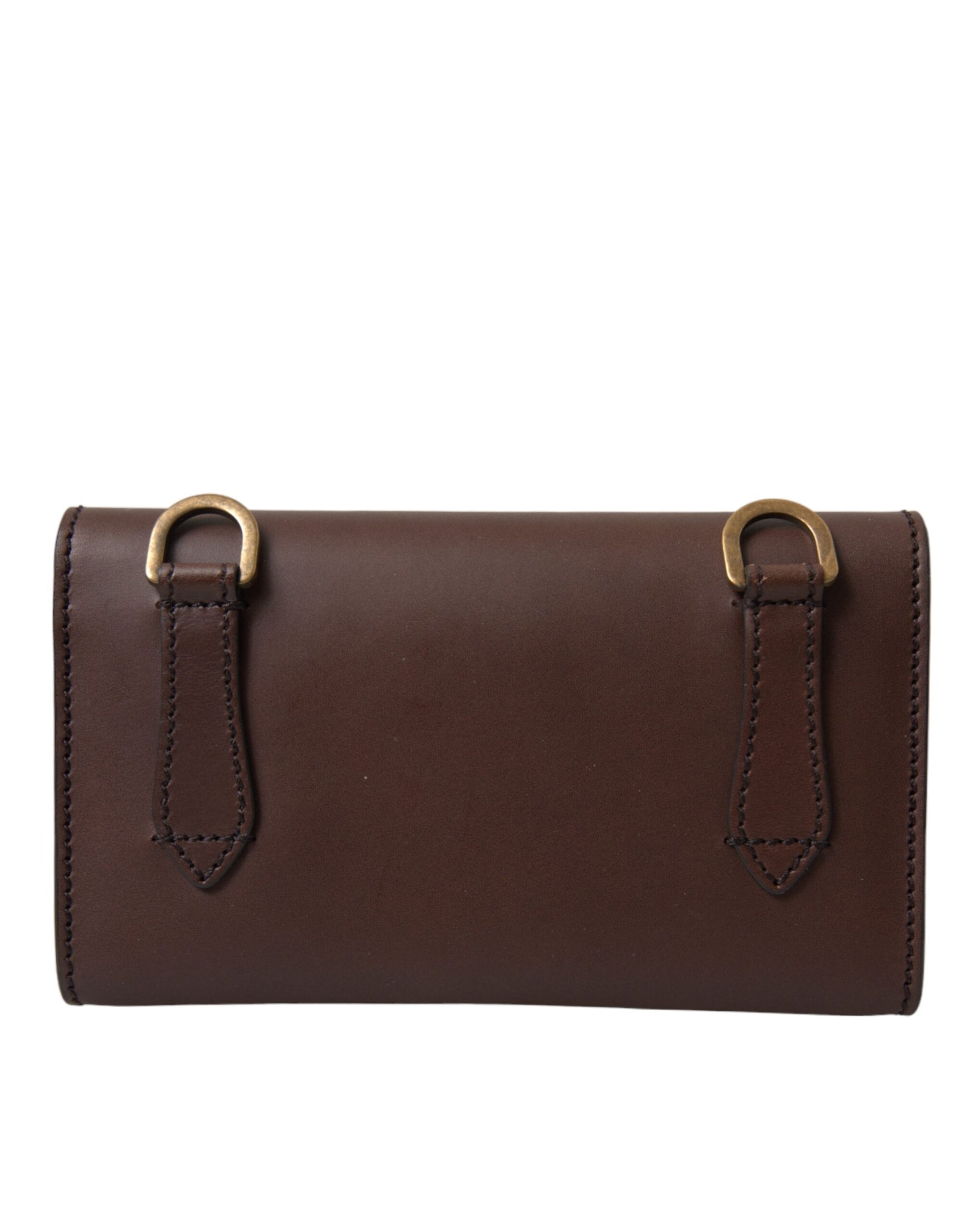 Brown Leather Logo Embossed Men Mini Shoulder Bag