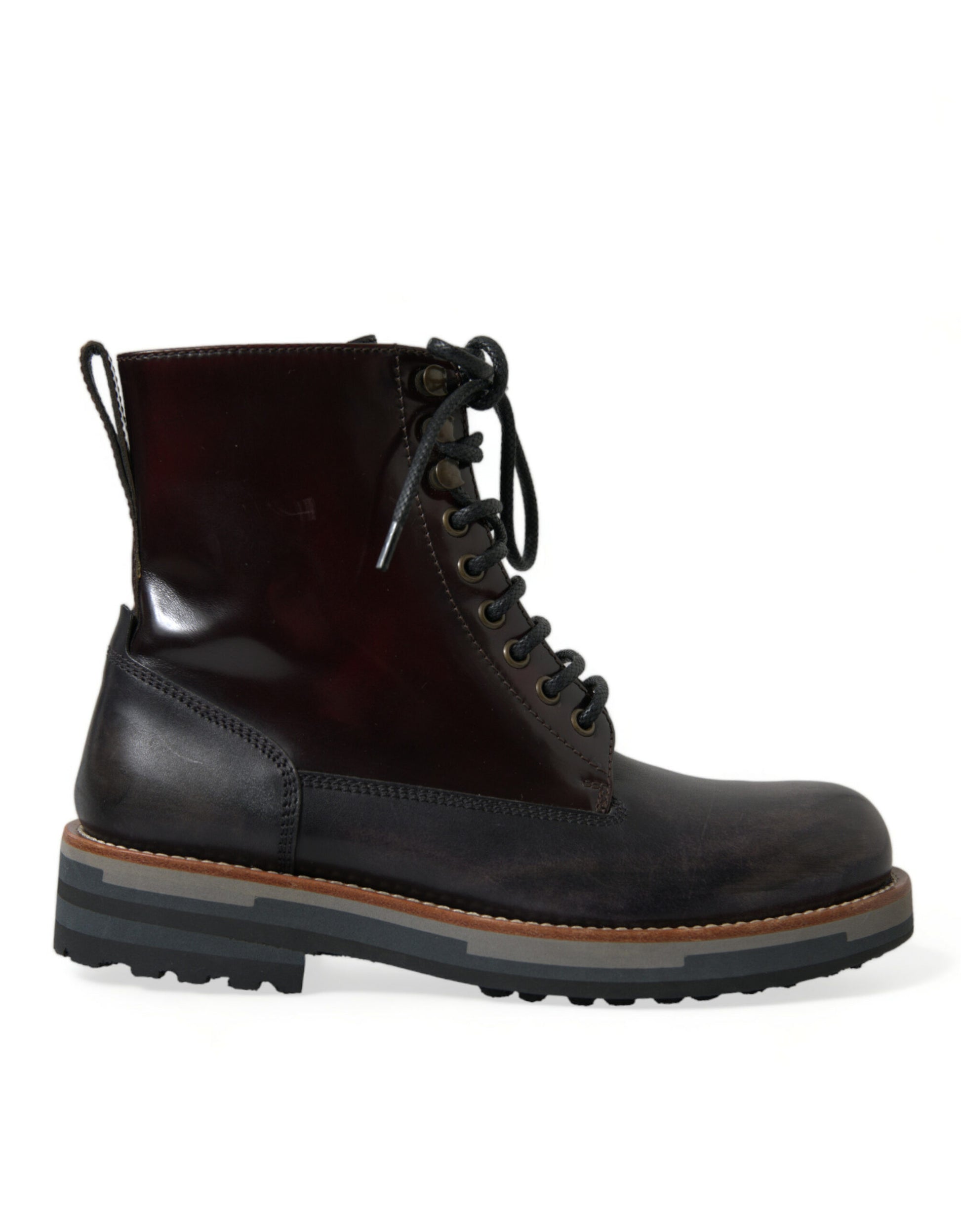 Black Leather Military Combat Boots Shoes