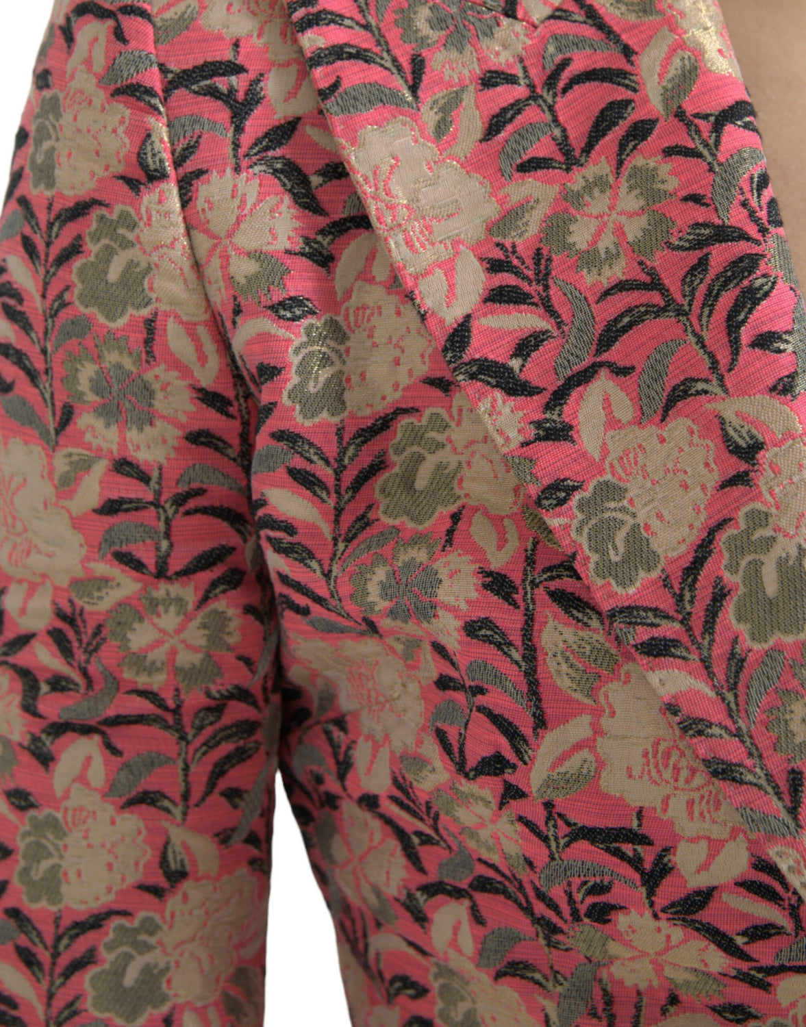 Pink Floral Jacquard Slim Fit 2 Piece Suit