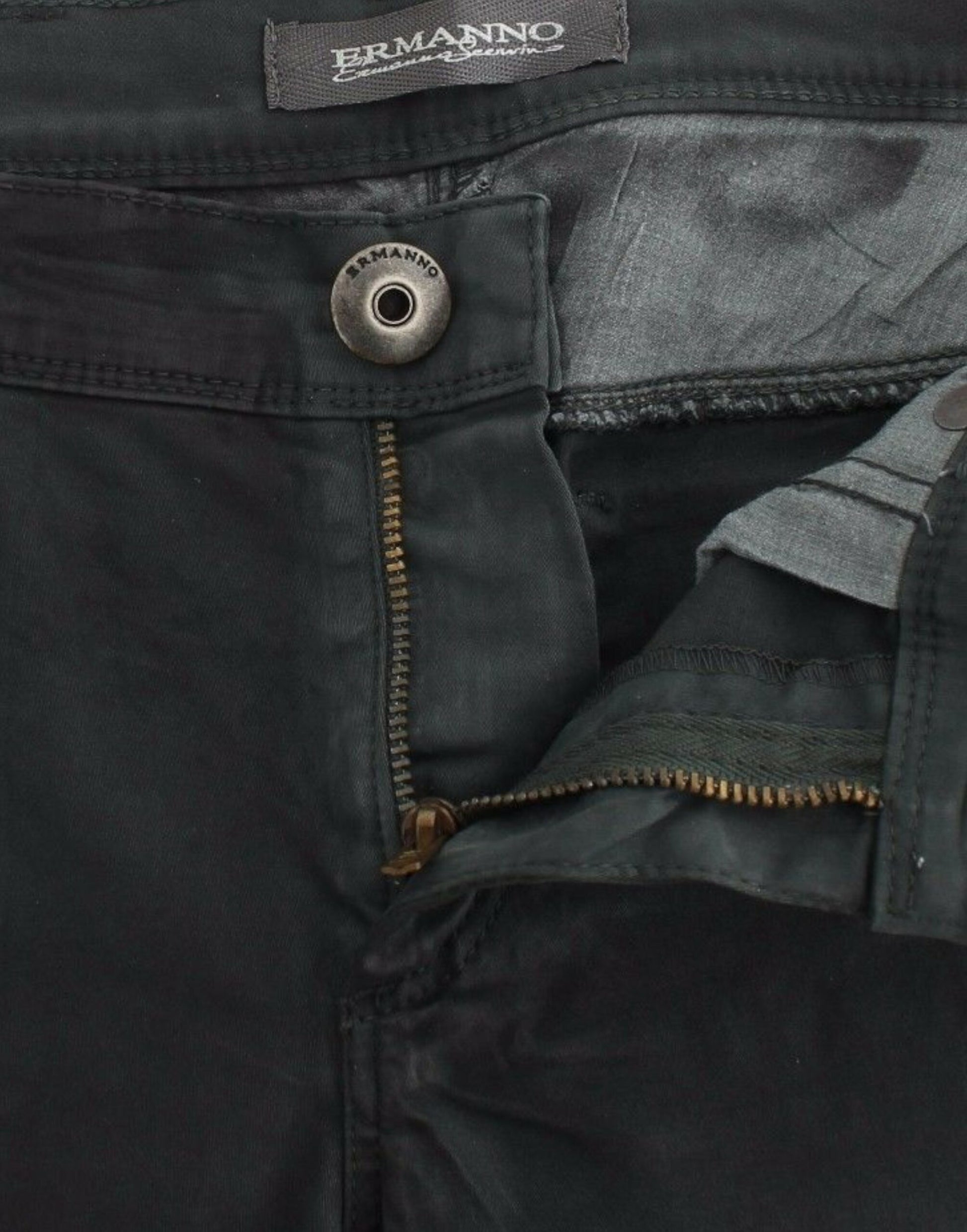 Green Slim Jeans Denim Pants Straight Leg Stretch