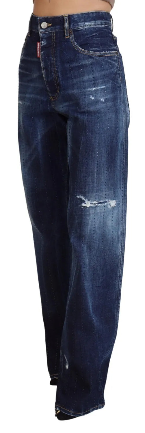 Blue High Waist Straight Denim Jeans San Diego