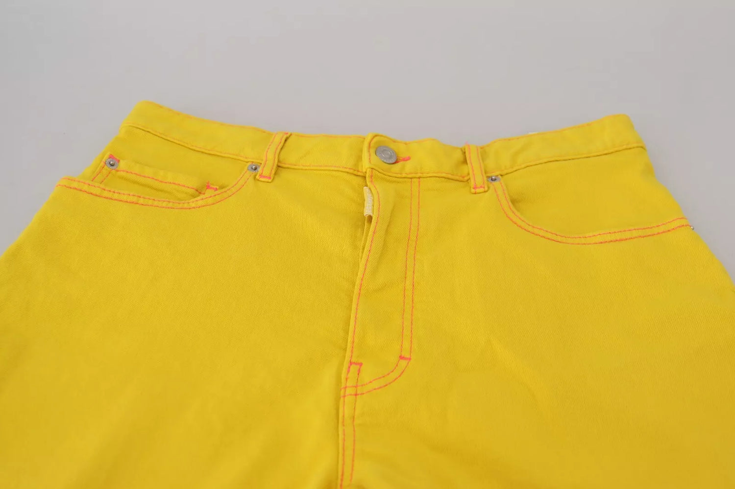 Yellow Cotton High Waist Baggy Women Hotpants Shorts