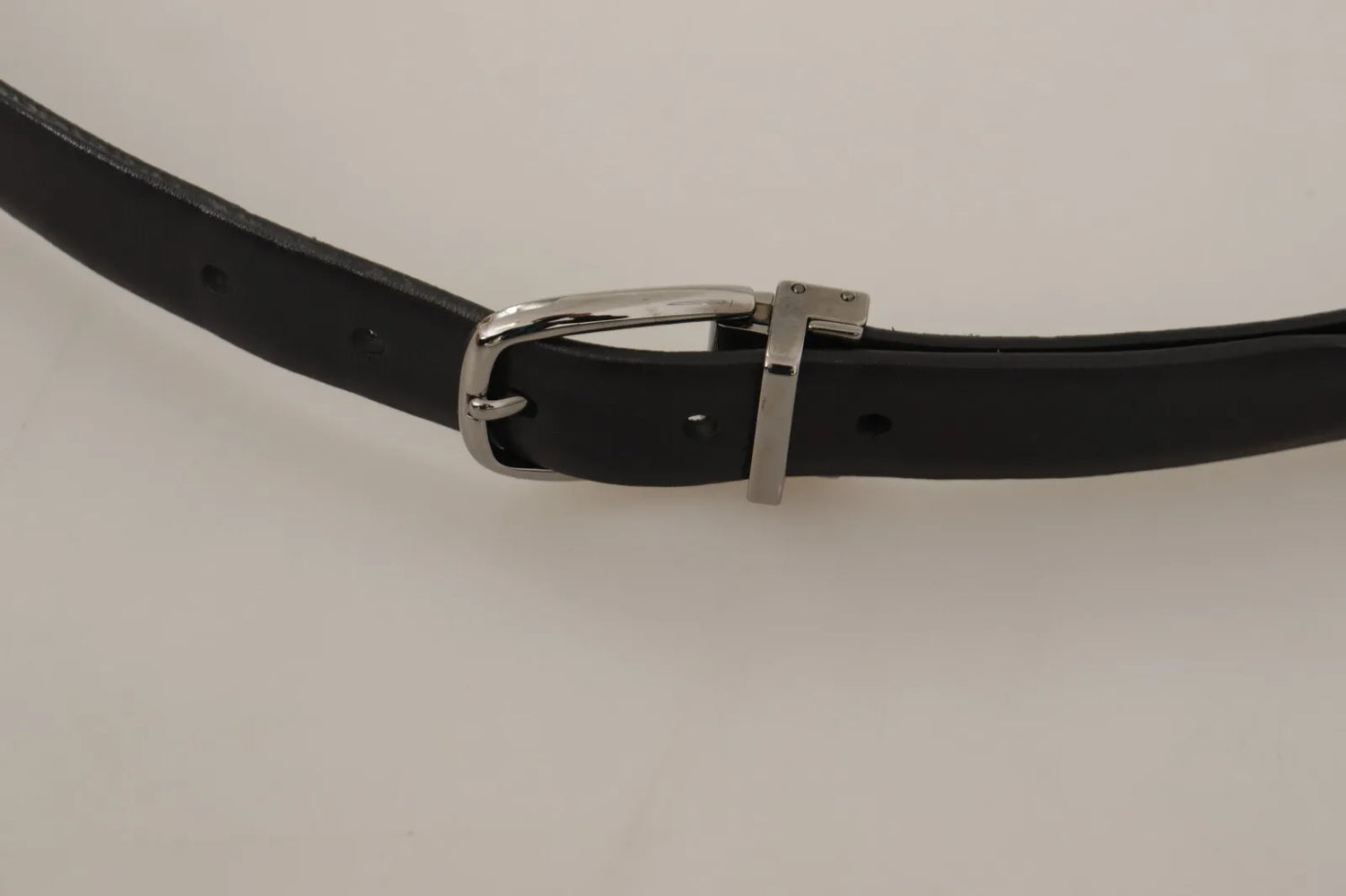 Black Classic Leather Silver Tone Metal Buckle Belt