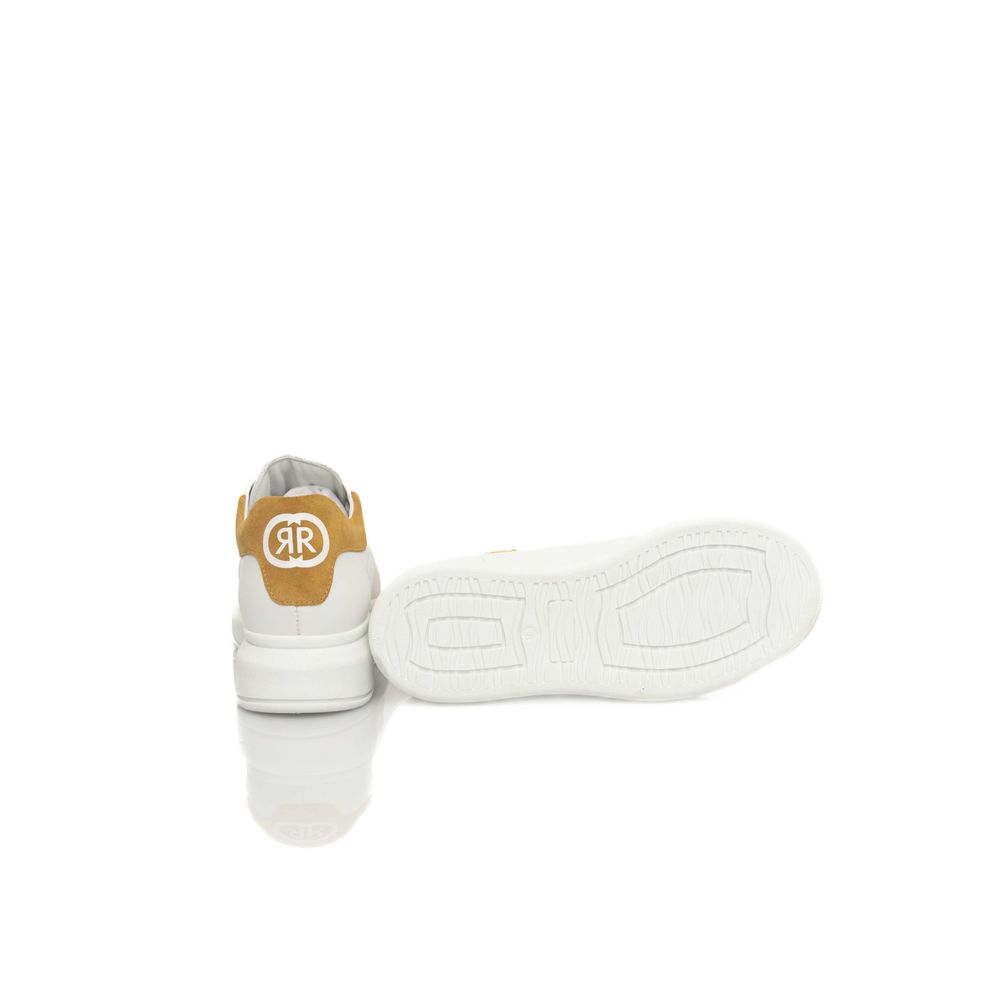 White Cowhide Women Platform Sneaker