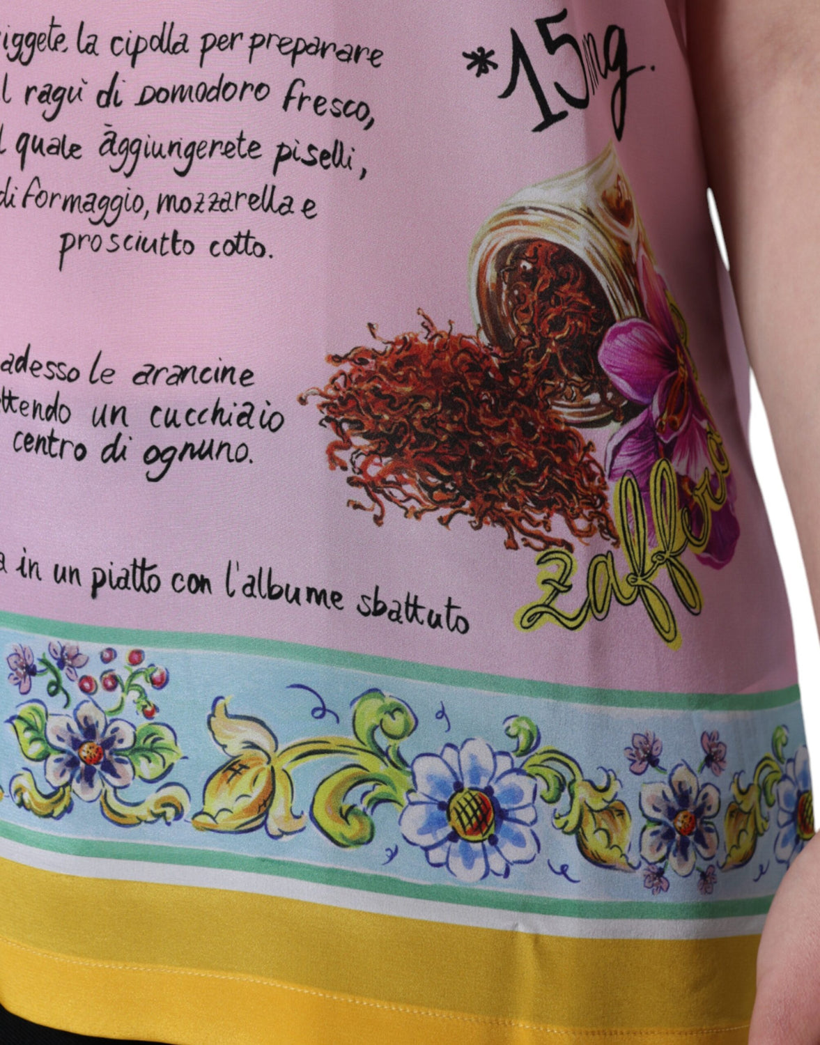 Pink Silk Araneine Siciliana Print Short Sleeves Top