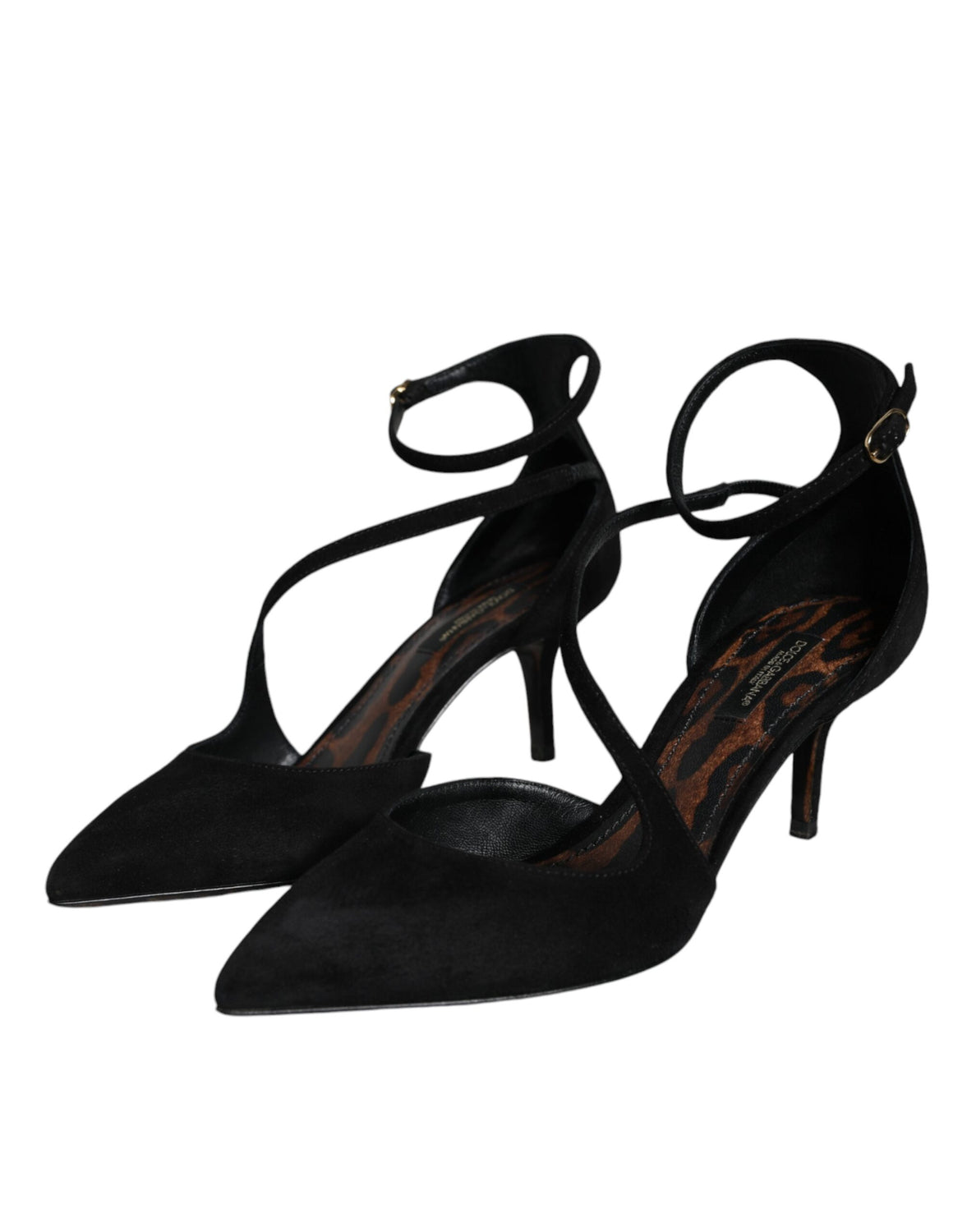 Black Suede Ankle Strap Pumps Heels Shoes