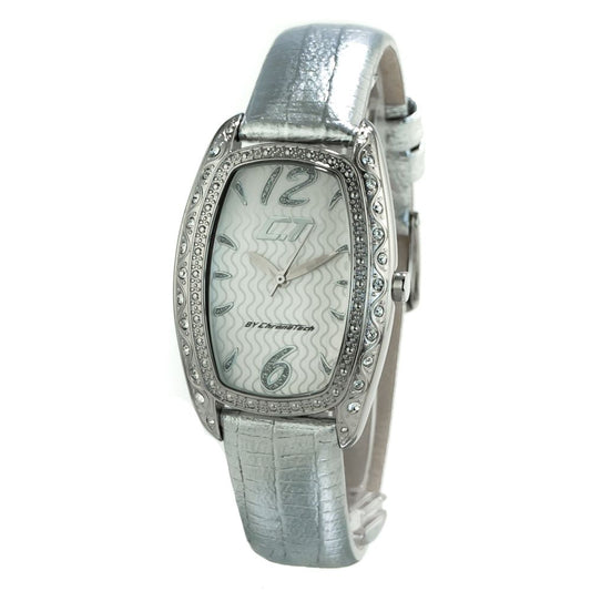 Silver Leather Dress Watch