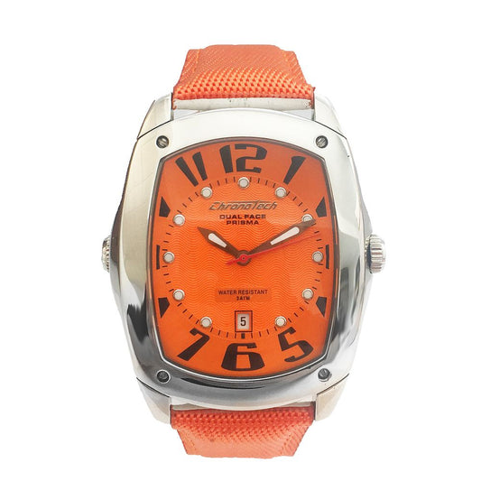 Orange Leather Dress Watch