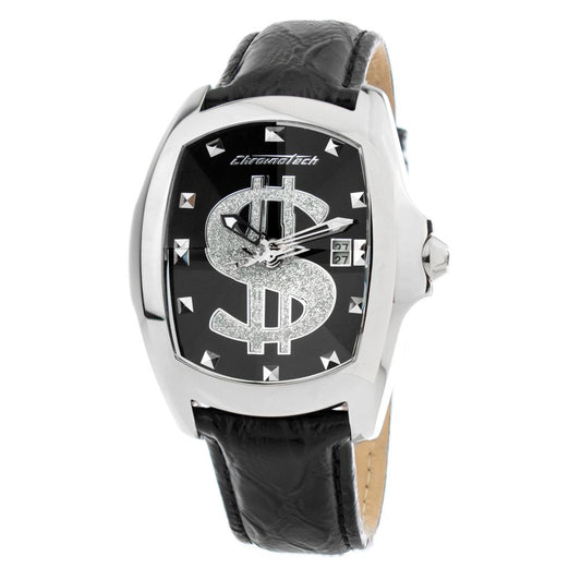 Black Leather Dress Watch