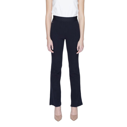 Blue Cotton Flared Pants
