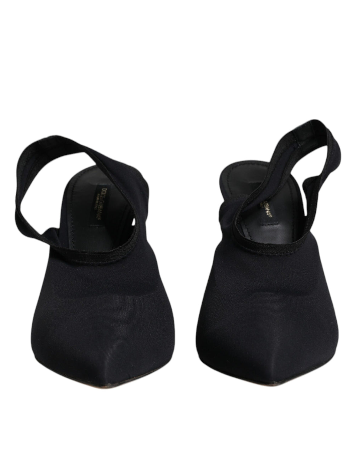 Black Jersey Stretch Heels Slingback Shoes