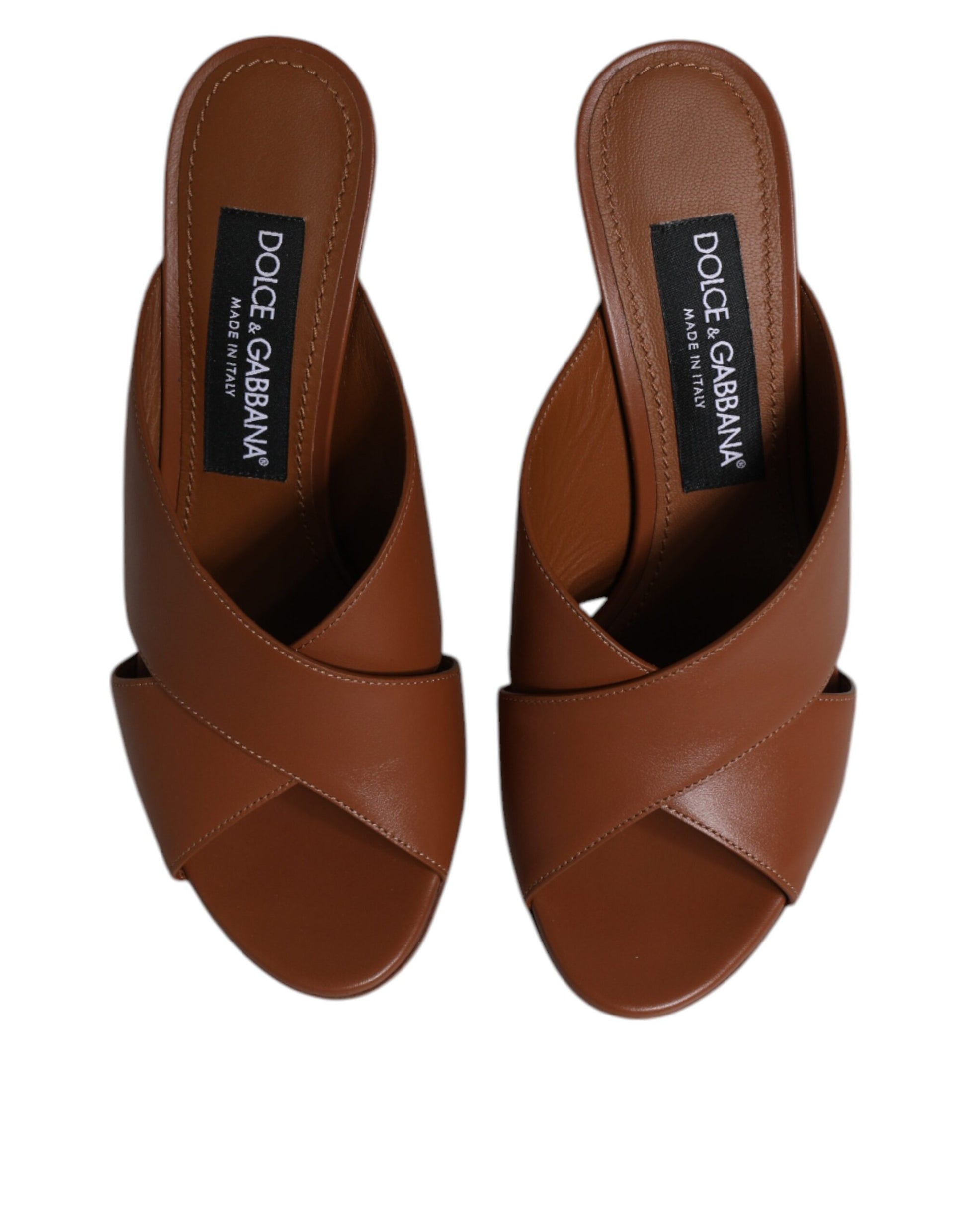Brown Logo KEIRA Leather Slides Sandals Shoes