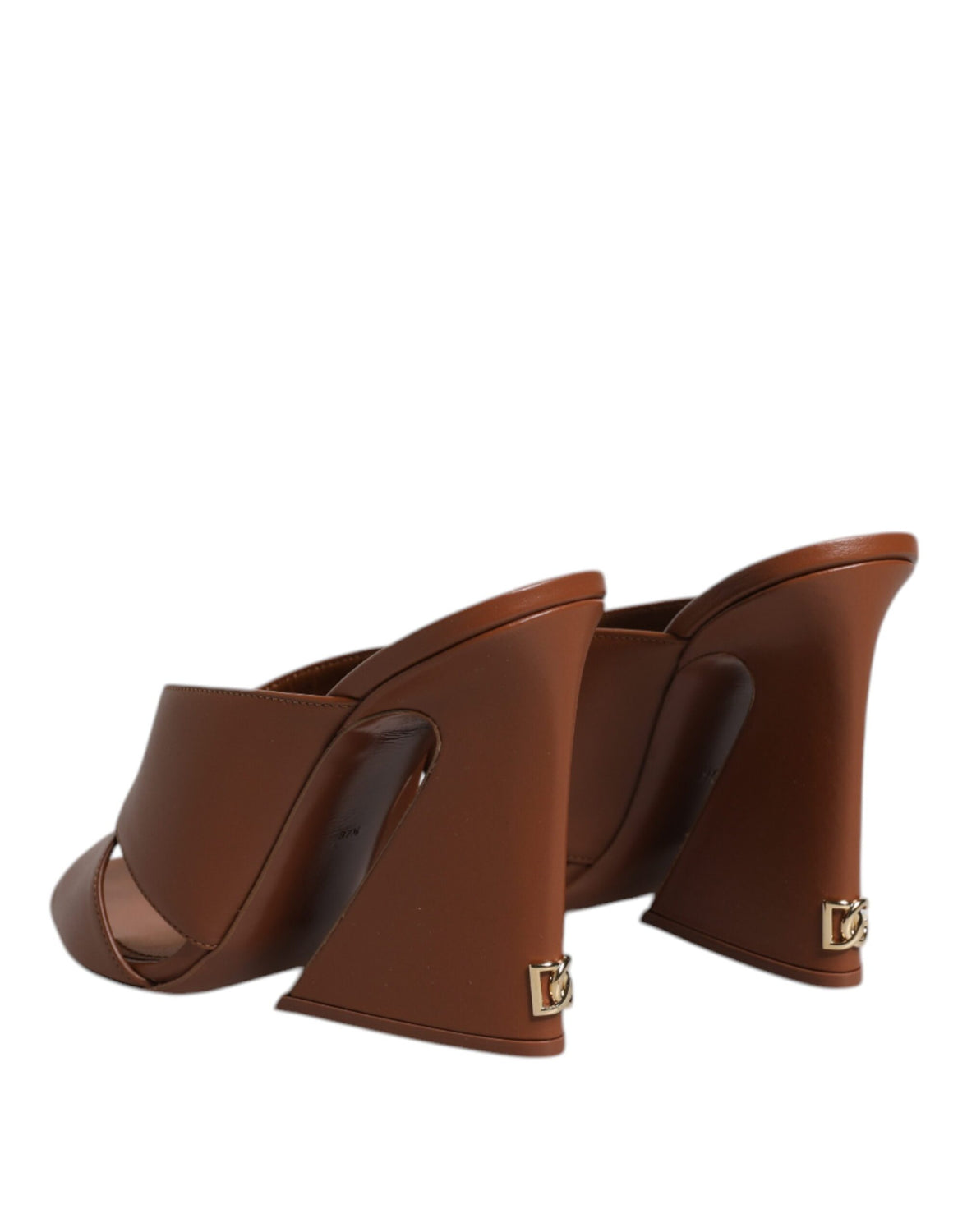 Brown Logo KEIRA Leather Slides Sandals Shoes