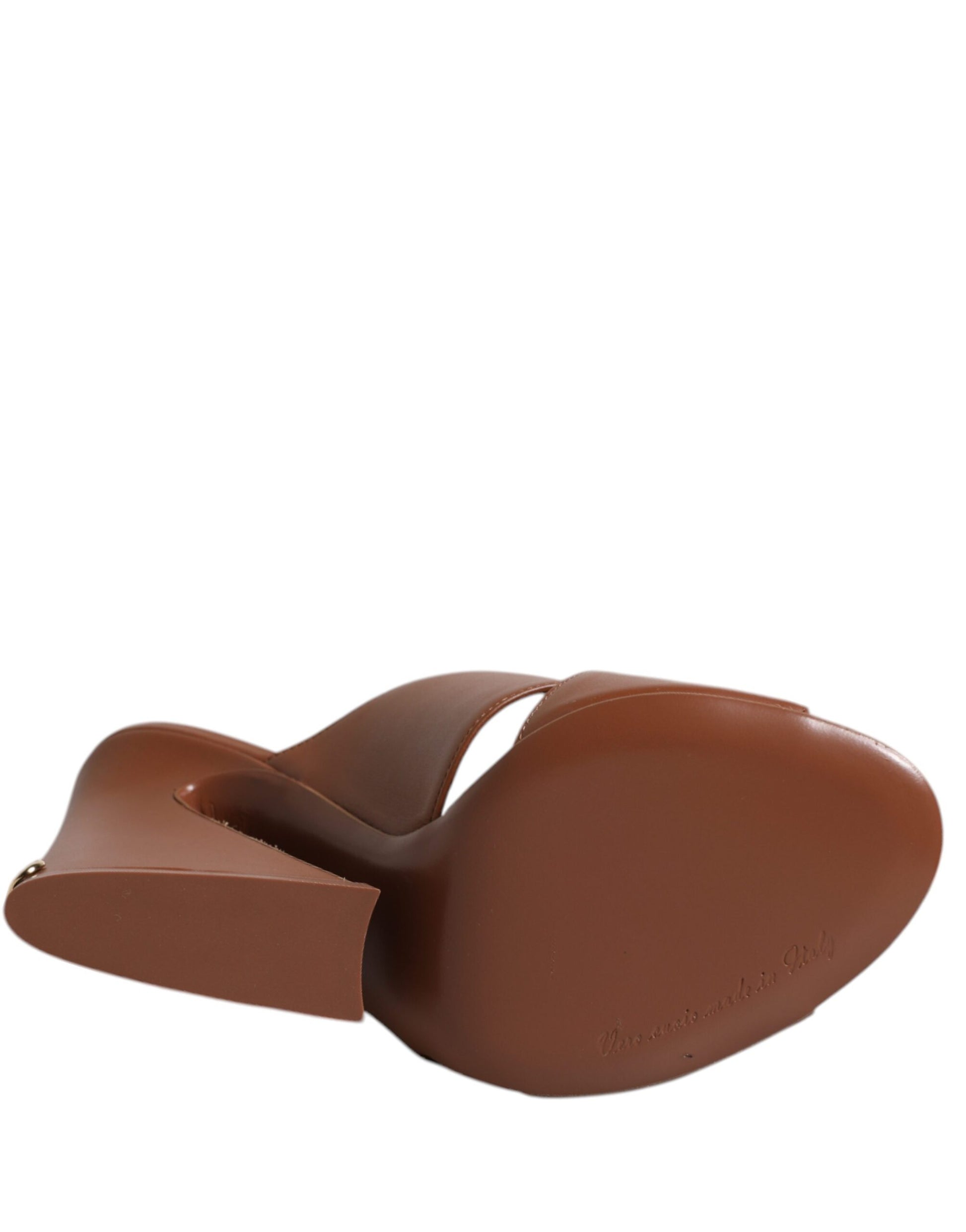 Brown Logo KEIRA Leather Slides Sandals Shoes