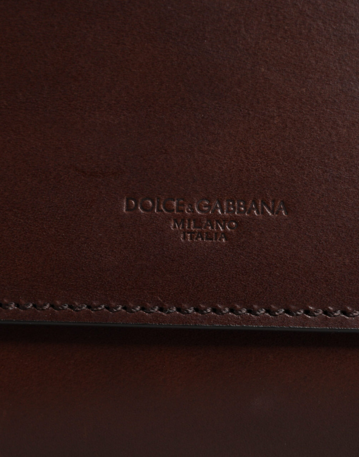 Brown Leather Logo Embossed Crossbody Bag