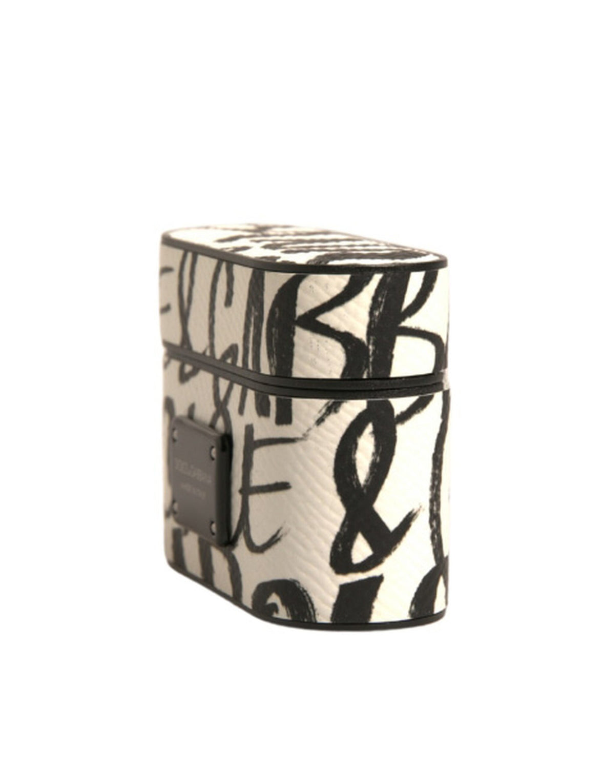 Black White Leather Scribble Embossed Logo Airpods Case