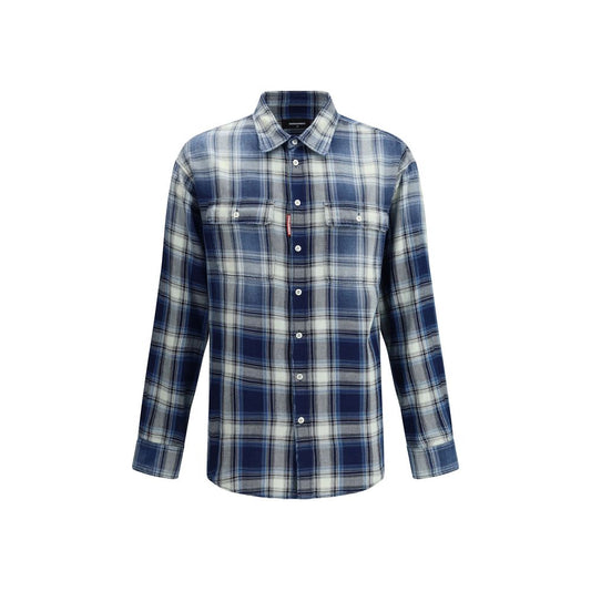 Blue Cotton Pattern Shirt
